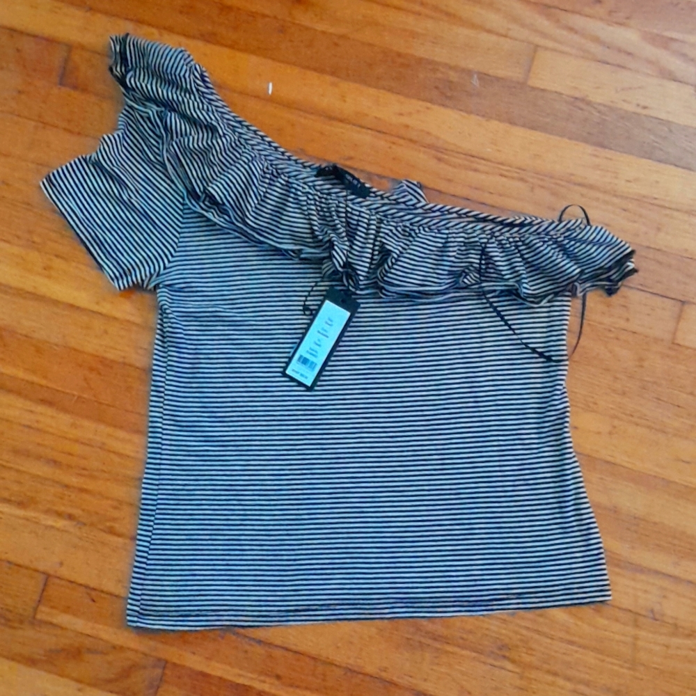 One shoulder with ruffle Blouse